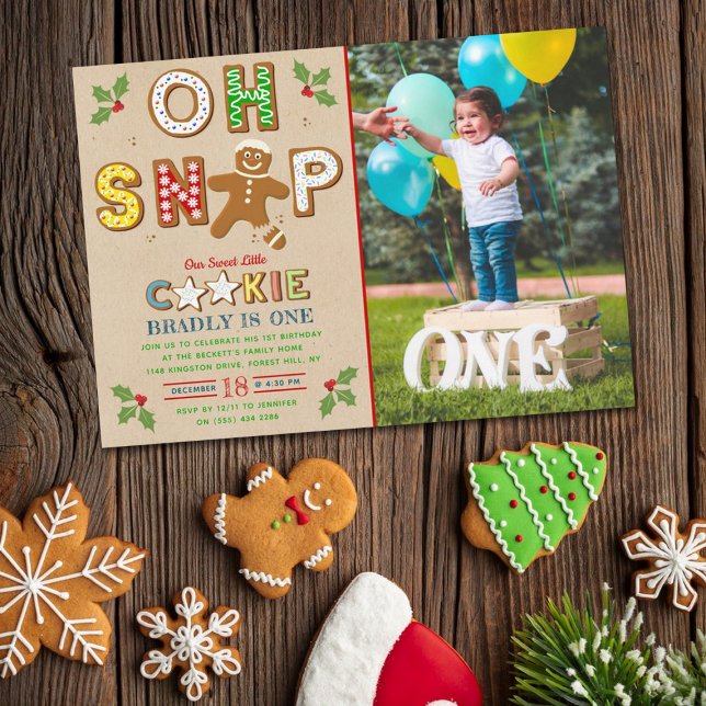 Invitación ¡Oh Snap! Gingerbread Cookie Cualquier Edad Foto D (Subido por el creador)