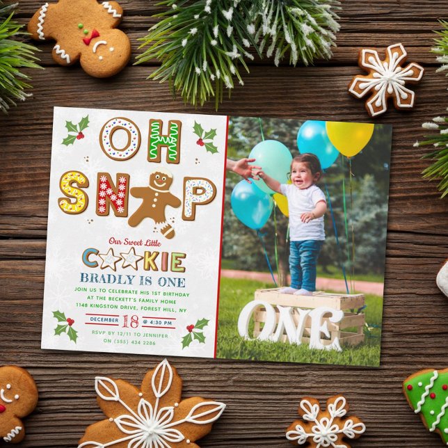Invitación ¡Oh Snap! Gingerbread Cookie Cualquier Edad Foto D (Subido por el creador)