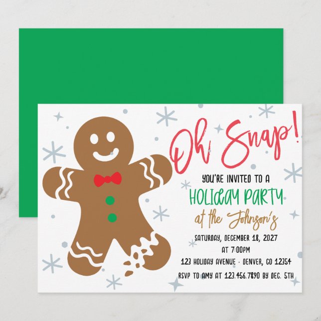 Invitación Oh Snap Gingerbread Cookie Holiday Party (Anverso / Reverso)
