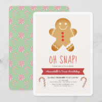 Oh Snap Gingerbread Man Niños Cumpleaños