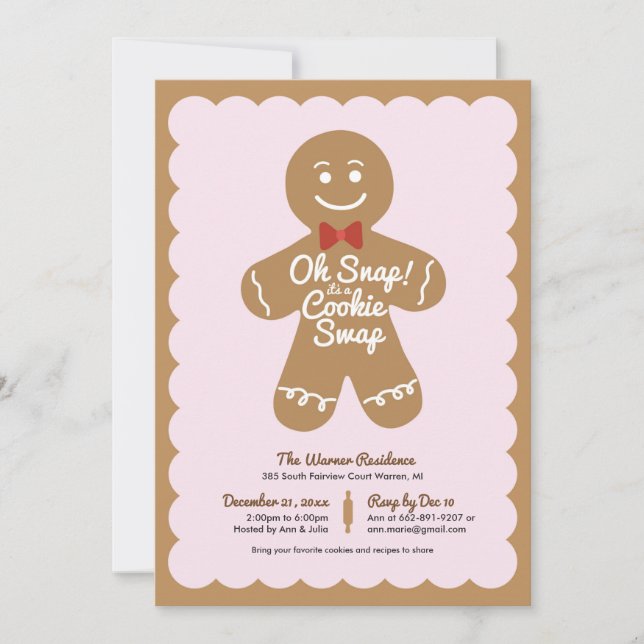 Invitación Oh Snap It's a Cookie Swap Holiday Party (Anverso)