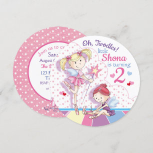 Invitación Oh, Twodles, Chicas de ballet lindo, 2 años