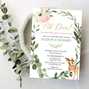 Invitación Oh venado parejas de oro rosa chica ducha bebé