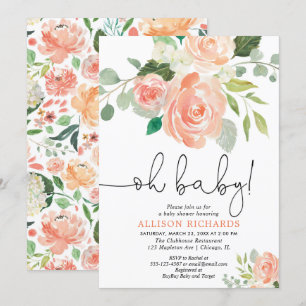 Invitación Oh verdor floral del melocotón de la fiesta de