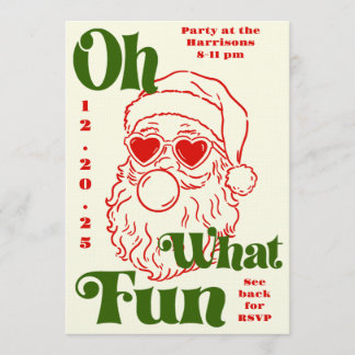 Invitación Oh What Fun Bubblegum Santa Holiday Party