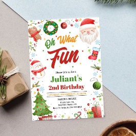 Invitación Oh What Fun Christmas Birthday Invitation