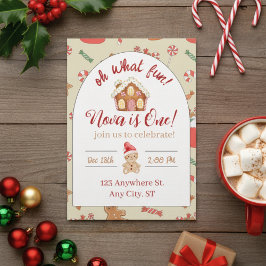 Invitación Oh what fun! first birthday invitation