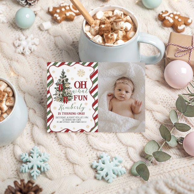 Invitación Oh What Fun First Birthday Photo Invite (Subido por el creador)