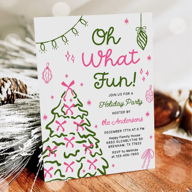 Invitación Oh What Fun Hand Drawn Christmas Holiday Party (Subido por el creador)