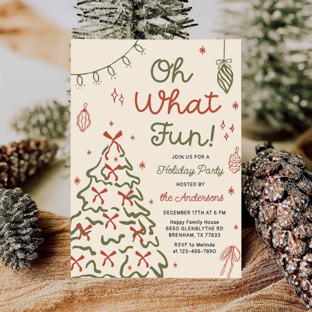Invitación Oh What Fun Hand Drawn Christmas Holiday Party (Subido por el creador)