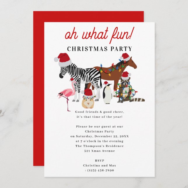 Invitación Oh What Fun! Holiday Kids Funny Christmas Party (Anverso / Reverso)