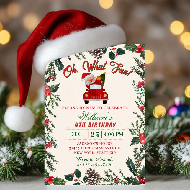 Invitación Oh What Fun Holiday Party Christmas Santa Birthday (Subido por el creador)