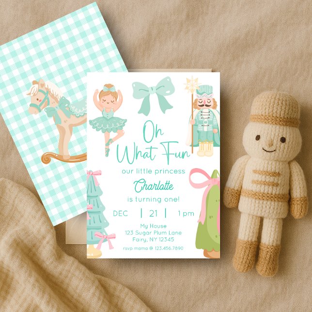 Invitación Oh What Fun Mint Nutcracker Birthday (Subido por el creador)