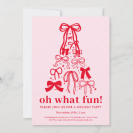 Invitación Oh What Fun Modern Pink Red Holiday Party