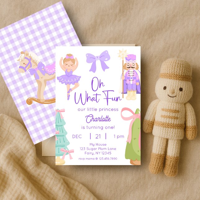 Invitación Oh What Fun Purple Nutcracker Birthday (Subido por el creador)
