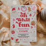 Invitación Oh What Fun Red And Pink Christmas Birthday Party<br><div class="desc">Oh What Fun Red And Pink Christmas Birthday Party Invitation</div>