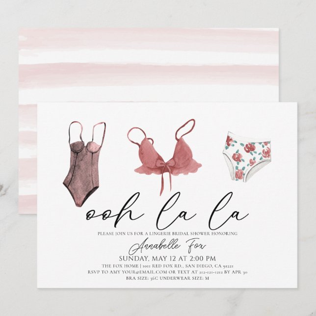 Invitación Ohh La Lingerie Bridal Shower (Anverso / Reverso)