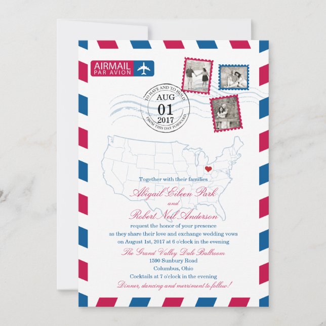 Invitación Ohio Airmail | BODA (Anverso)