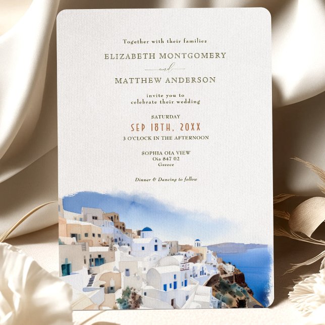 Invitación Oia Village Santorini Island Greece Boda Invita (Subido por el creador)