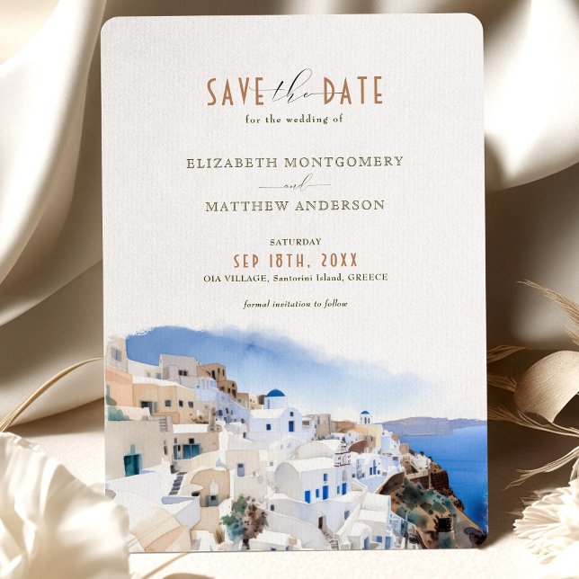 Invitación Oia Village Santorini Salva La Fecha Boda Italia (Subido por el creador)