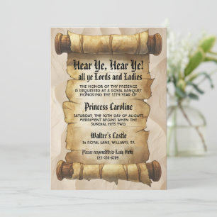 Invitación Oíd Mortales Cumpleaños Real Renacimiento Medieval