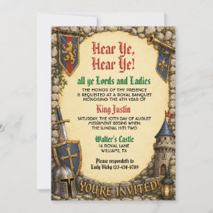 Invitación Oíd Mortales Cumpleaños Real Renacimiento Medieval