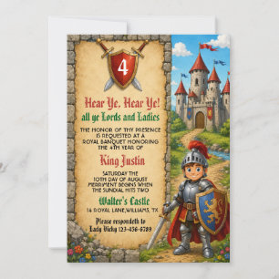 Invitación Oíd Mortales Renacimiento Medieval Cumpleaños Real
