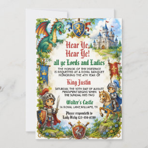 Invitación Oíd Mortales Renacimiento Medieval Cumpleaños Real