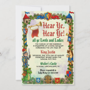 Invitación Oíd Mortales Renacimiento Medieval Cumpleaños Real