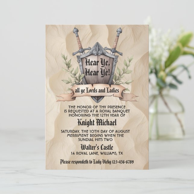 Invitación Oíd Oíd Renacimiento Medieval Cumpleaños (Anverso de pie)