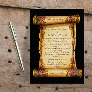 Invitación Oíd Ye Pergamino Medieval Ornate Boda