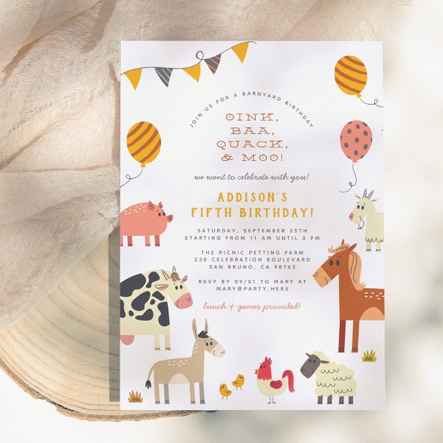 Invitación Oink Baa Cuac Muu Animales de Granja Lindos Cumple (Subido por el creador)