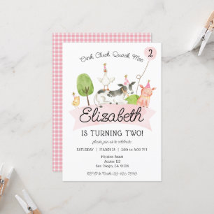 Invitación Oink Baa Quack Moo Chicas Barnyard Partido de Cump