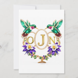 Invitación OJN Colibrí Boda Cualquier Letra Personalizada CO