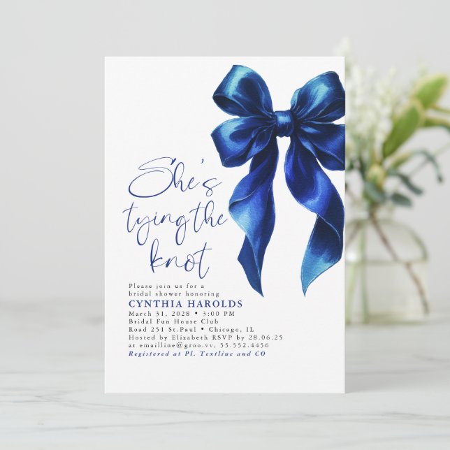 Invitación Ojo azul de la marina que está atando la ducha nup (Anverso de pie)