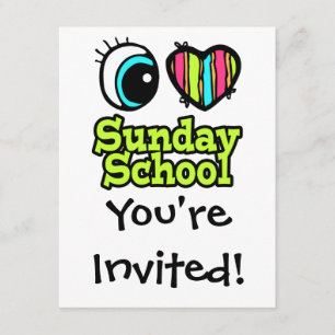 Invitación Ojo Brillante Corazón Amo la Escuela Dominical