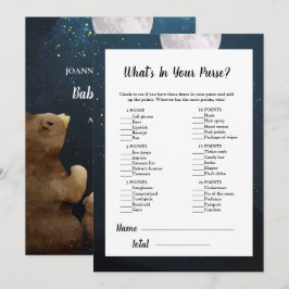 Invitación Ojo lo que hay en tu bolso juego de Baby Shower
