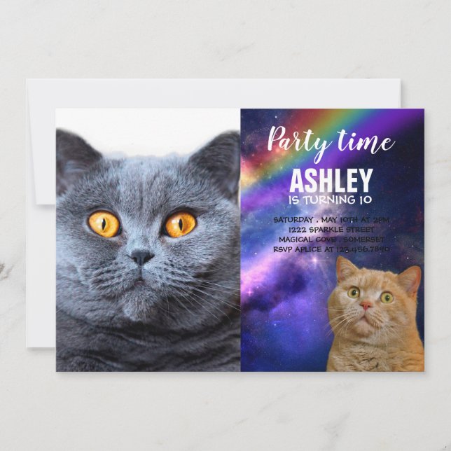Invitación Ojos amarillos de gatos (Anverso)
