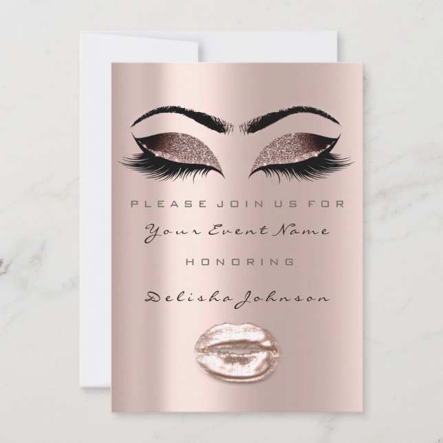 Invitación Ojos Lips Dulce 16º Partido de Cumpleaños Maquilla (Anverso)