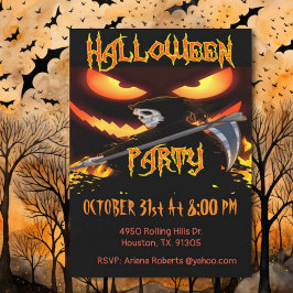 Invitación Ojos Malvados Y Fiesta De Halloween Grim Reaper