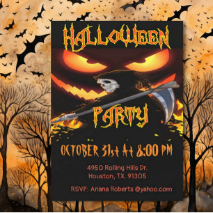 Invitación Ojos Malvados Y Fiesta De Halloween Grim Reaper