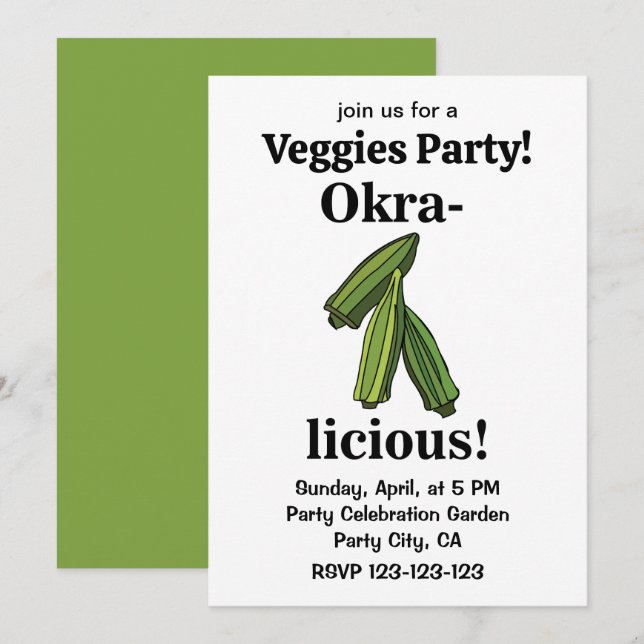 Invitación Okra Verdura Verduras  (Anverso / Reverso)