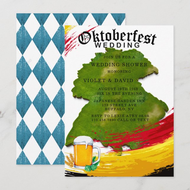 Invitación Oktoberfest Alemania Mapa Ducha de Boda (Anverso / Reverso)