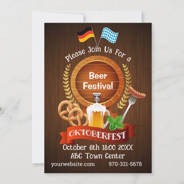 Invitación Oktoberfest Beer Barrel (Anverso)