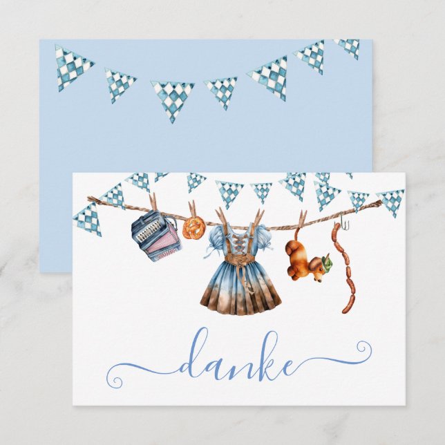 Invitación Oktoberfest Danke Nota de agradecimiento (Anverso / Reverso)