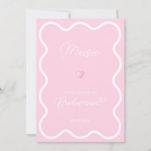 Invitación Ola blanca rosada serás mi propuesta de dama de ho