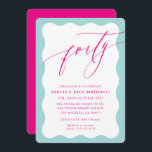 Invitación Ola caligráfica minimalista 40.ª menta fiesta rosa<br><div class="desc">por kat massard / WWW.SIMPLYSWEETPAPERIE.COM Me encanta el diseño,  pero me gustaría ver algunos cambios - otro esquema de color,  producto,  agregar una foto o adaptado para una ocasión diferente - no hay preocupaciones simplemente contácteme,  kat@simplysweetPAPERIE.com ¡estoy encantado de ayudar!</div>