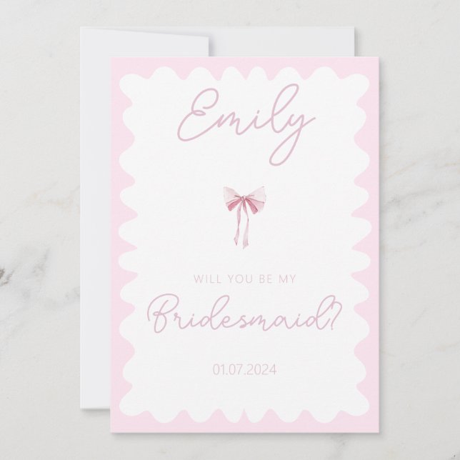 Invitación Ola de arco rosa serás mi propuesta de dama de hon (Anverso)