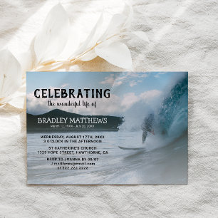 Invitación Ola de océano surfista Celebración de la vida fu