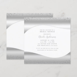 Invitación Ola de Plata Brillo Destello Lujo Ducha de Novia